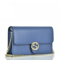 [S] GUCCI GG INTERLOCKING WALLET ON CHAIN BLUE, 510314 CAO0G 4231 (SGC176)