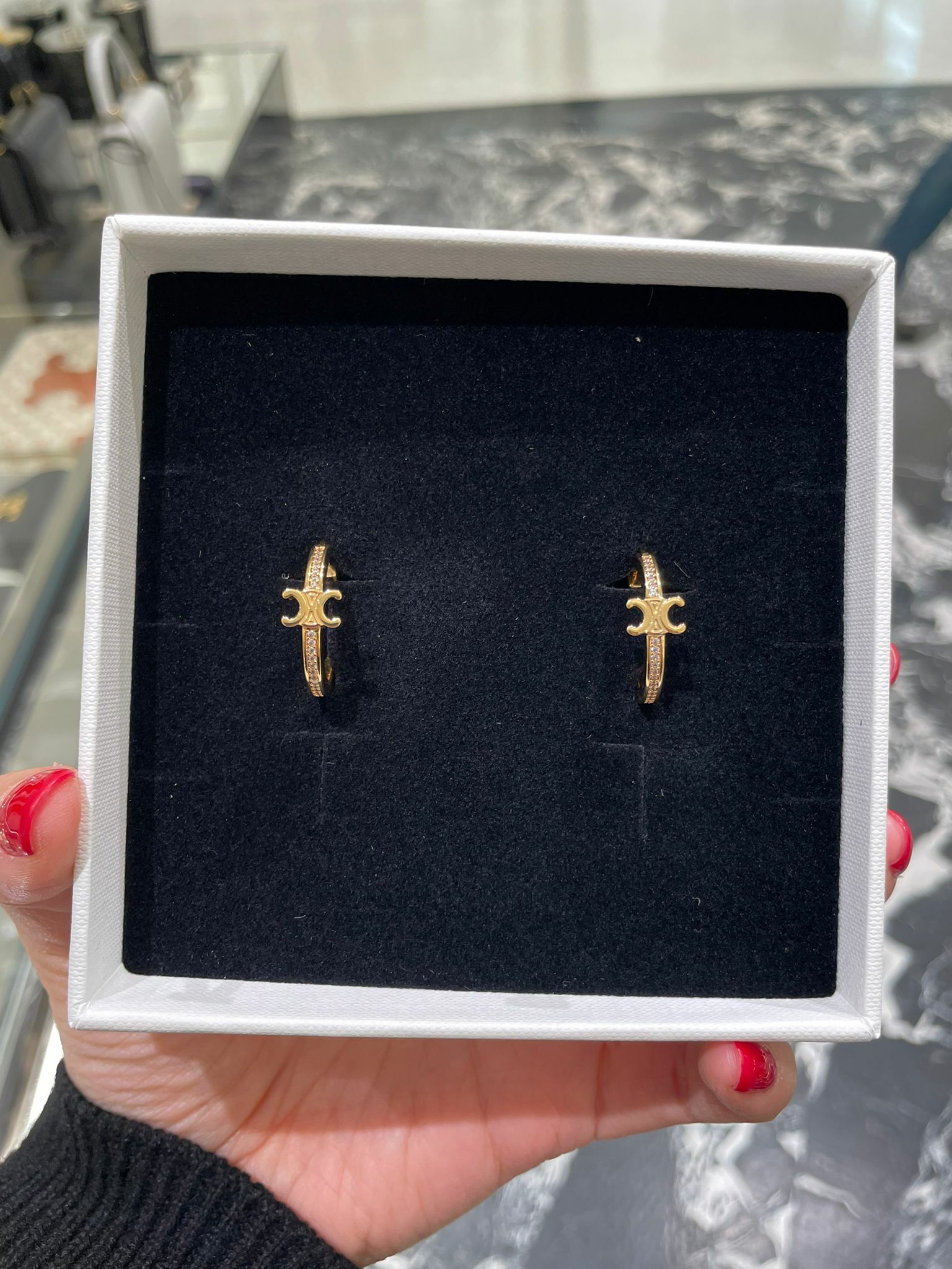 Celine Triomphe Sparkle Hoops