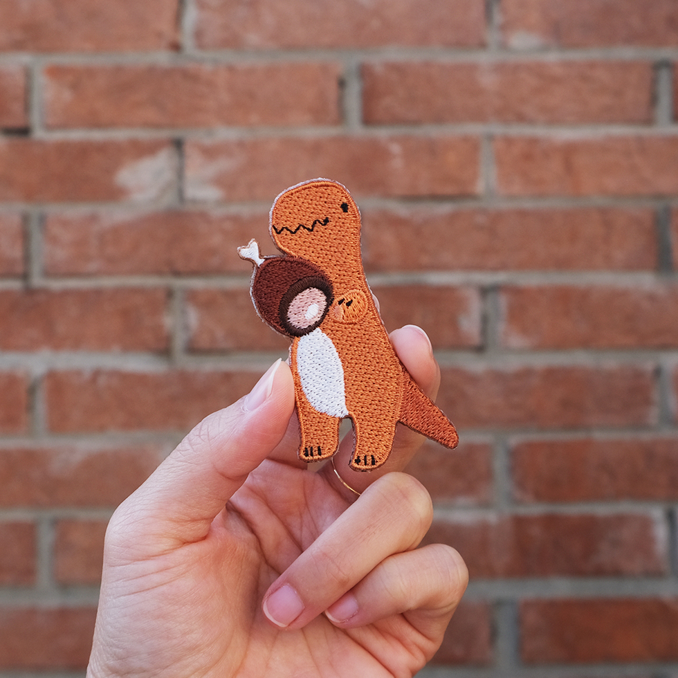 Dinosaur恐龍刺繡別針 / 愛吃肉的暴龍