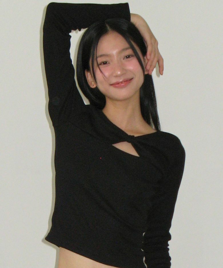 RONRON KNOT RIBBON SLIT LONG SLEEVE