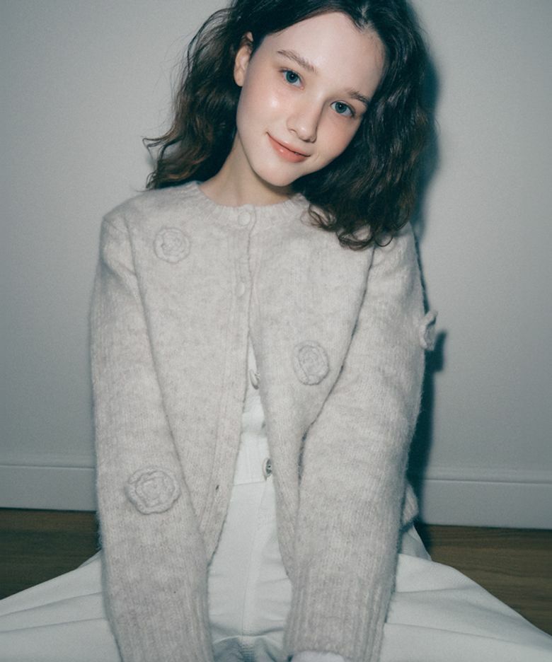 RONRON VINTAGE FLOWER HANDMADE KNIT CARDIGAN