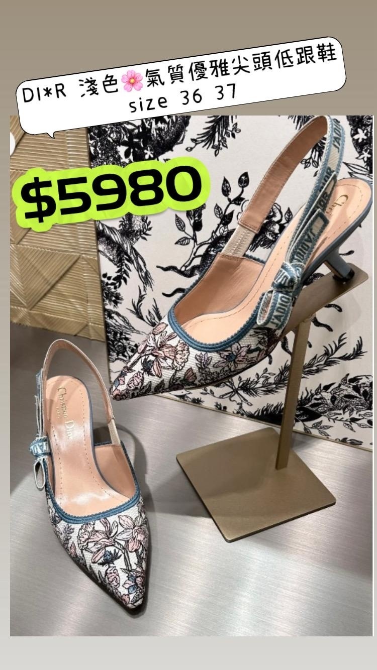 DIOR淺色氣質優雅尖頭低跟鞋 -M