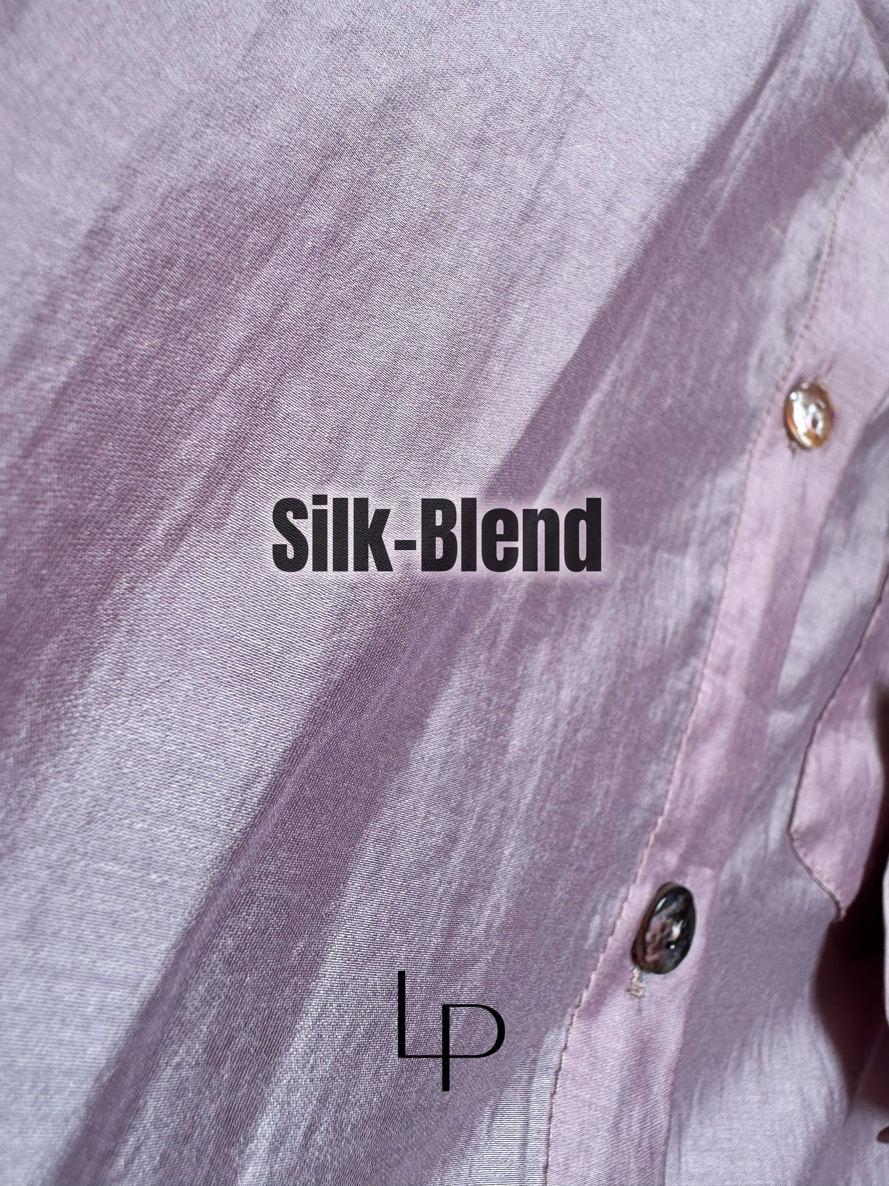 Tencel Silk-Blend Cropped Sheer Shirt With Tank Top_SH249L08