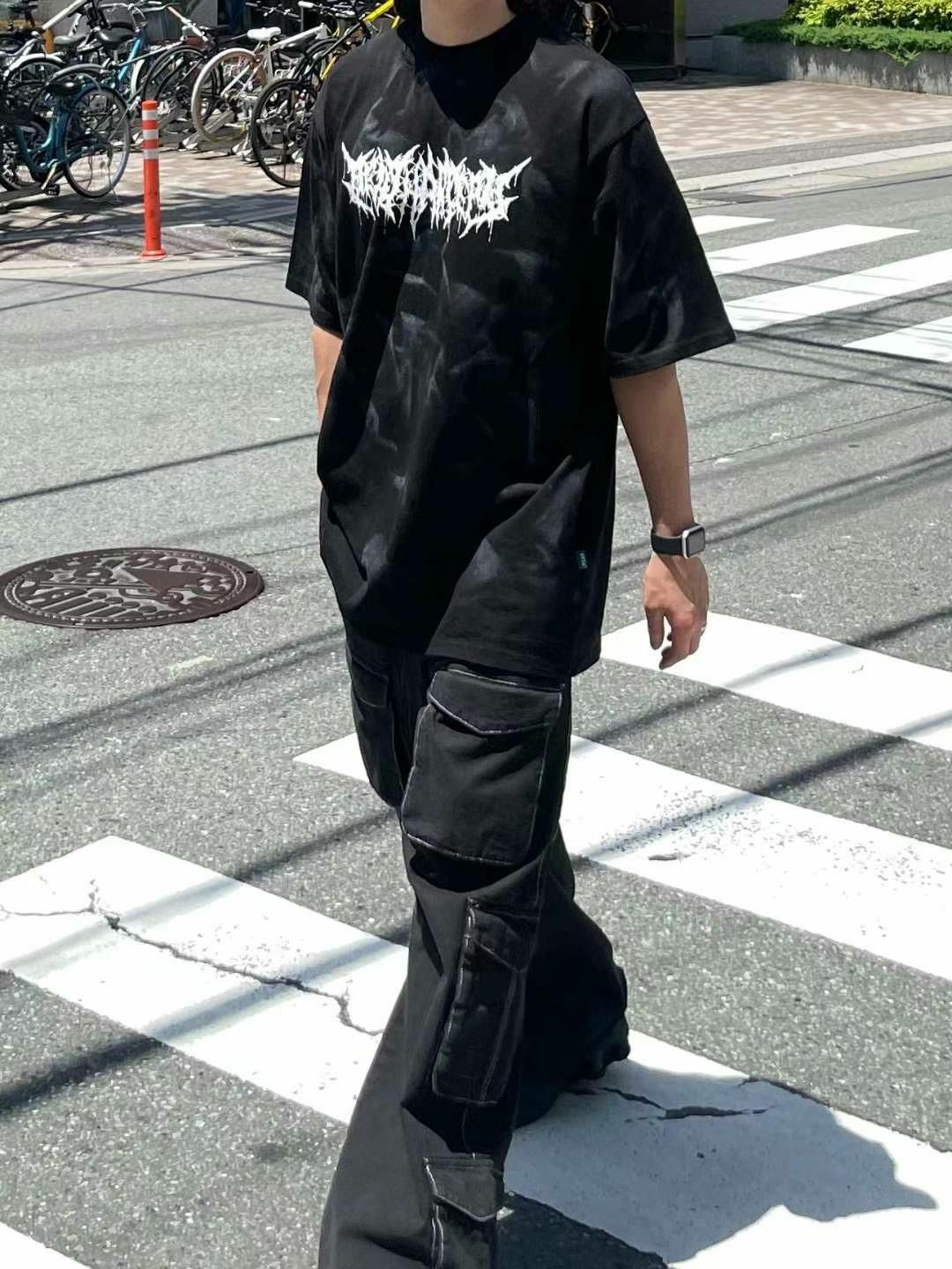 OverSize仿污英文字短袖Tee T5544