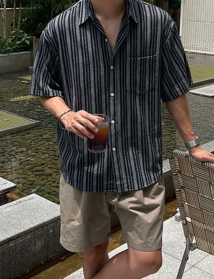 直紋短袖恤衫 S2264