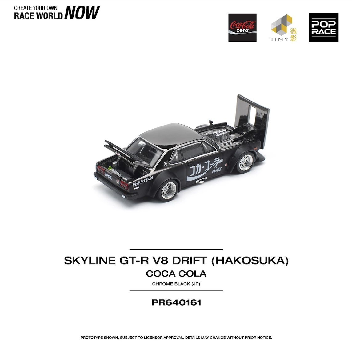 【預訂】Pop Race Skyline GT-R Drift (Hakosuka) Coca Cola Zero JP Black Chrome