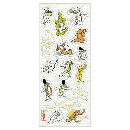 鳥獸人物戲畫 金箔手帳貼紙｜日本ACTIVE CORPORATION