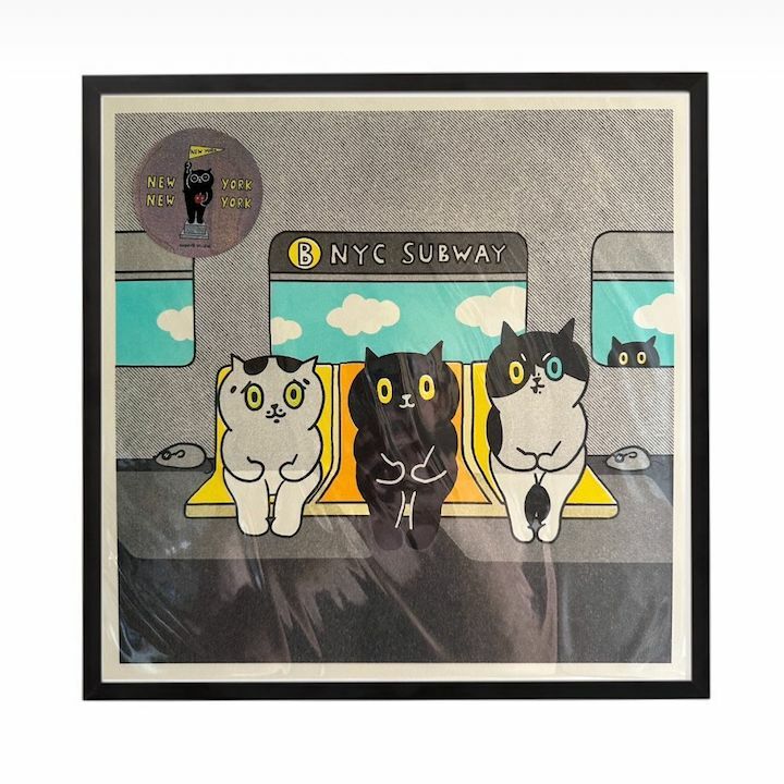 三貓紐約地鐵 貓咪黑膠海報｜superB studio