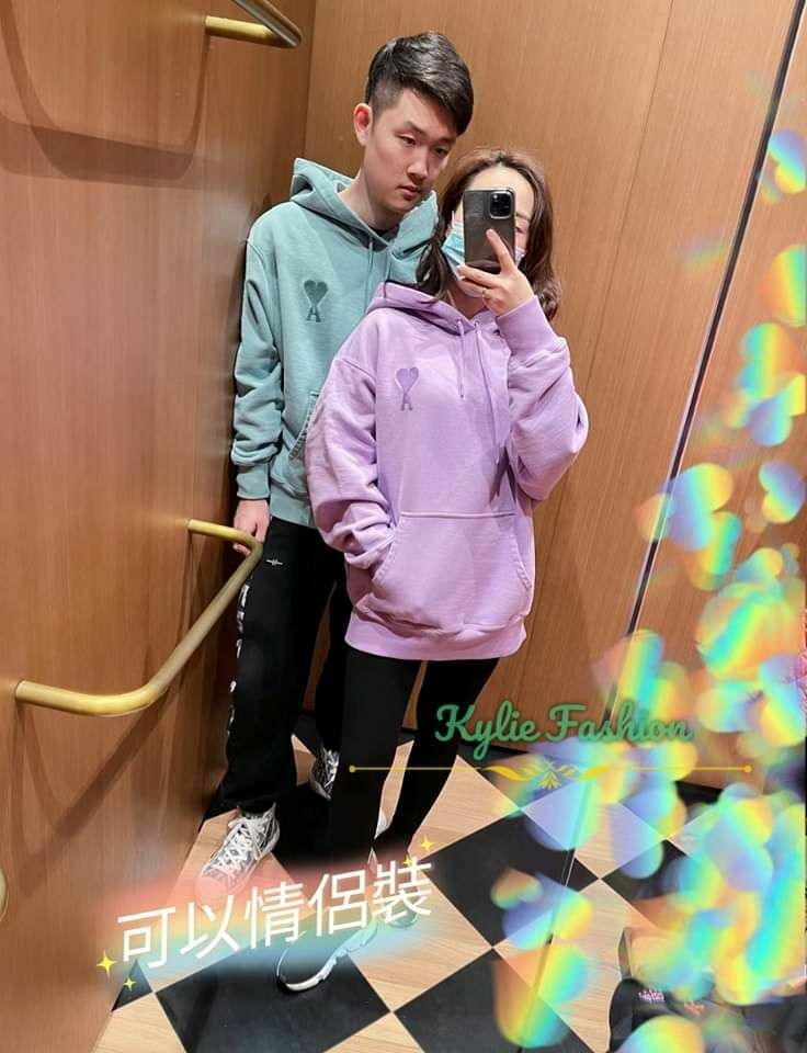 AMI 馬卡龍系列 紫色 大愛心 有帽衞衣 hoodie
