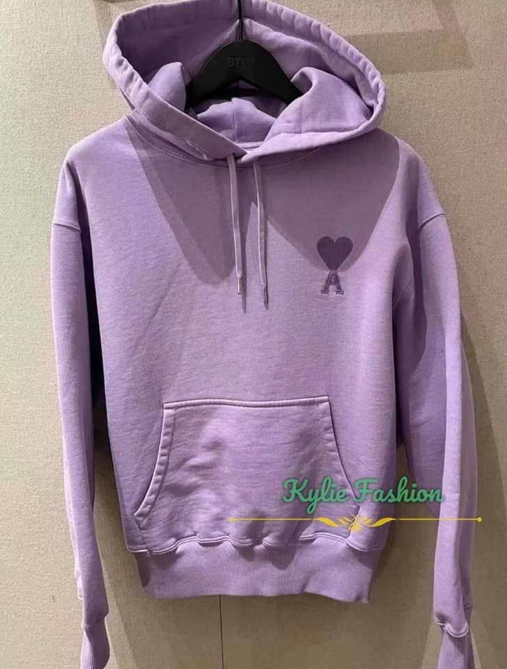 AMI 馬卡龍系列 紫色 大愛心 有帽衞衣 hoodie