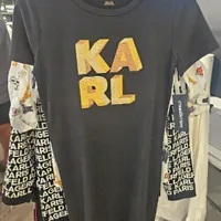 [S] KARL LAGERFELD BOLD KARL SEQUIN TEE DRESS,BLACK, L4WDB047-BLK (SKL1147)