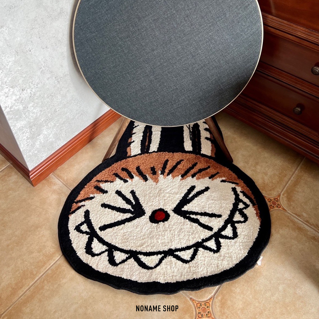 POP MART 泡泡瑪特 LABUBU 造型 地毯 棕色