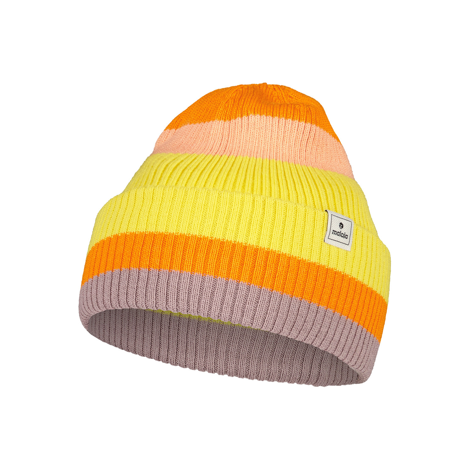 【MALOJA】撞色條紋羊毛帽 / 24MA38626-[粉黑、橘黃]