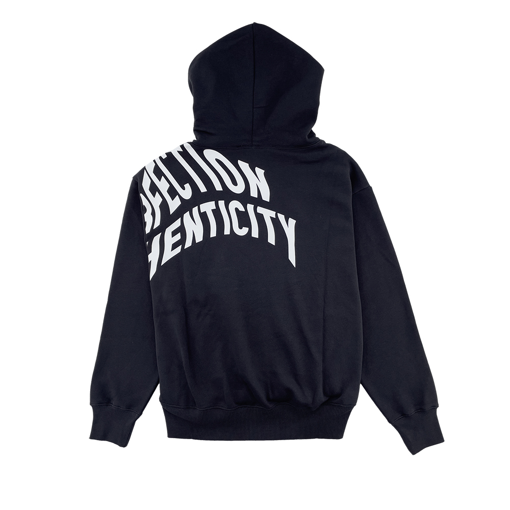 女款 -【ECO 愛地球系列】AUTHENTICITY 印花連帽衛衣-黑色（117597-ES503）