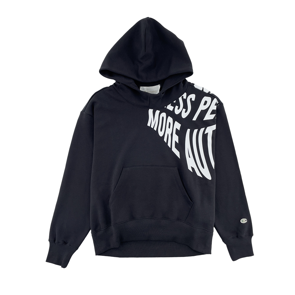 女款 -【ECO 愛地球系列】AUTHENTICITY 印花連帽衛衣-黑色（117597-ES503）