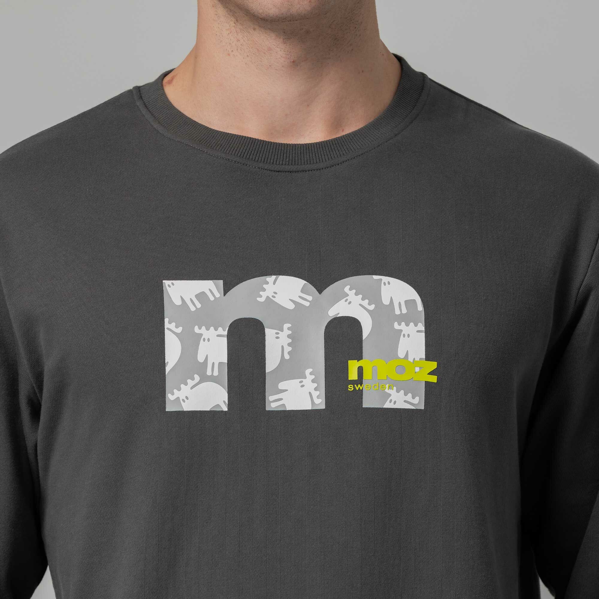 moz瑞典 M字駝鹿 100%純棉 大學T-炭灰(亞洲版) 男款