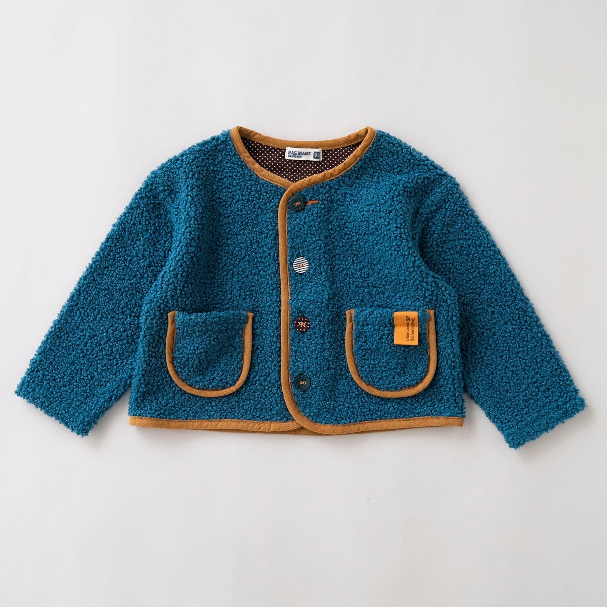 Rag-mart 藍色拼鈕毛毛外套