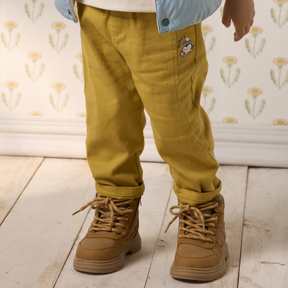 PIPPY 可愛小企鵝帥氣鬆緊腰圍長褲 黃