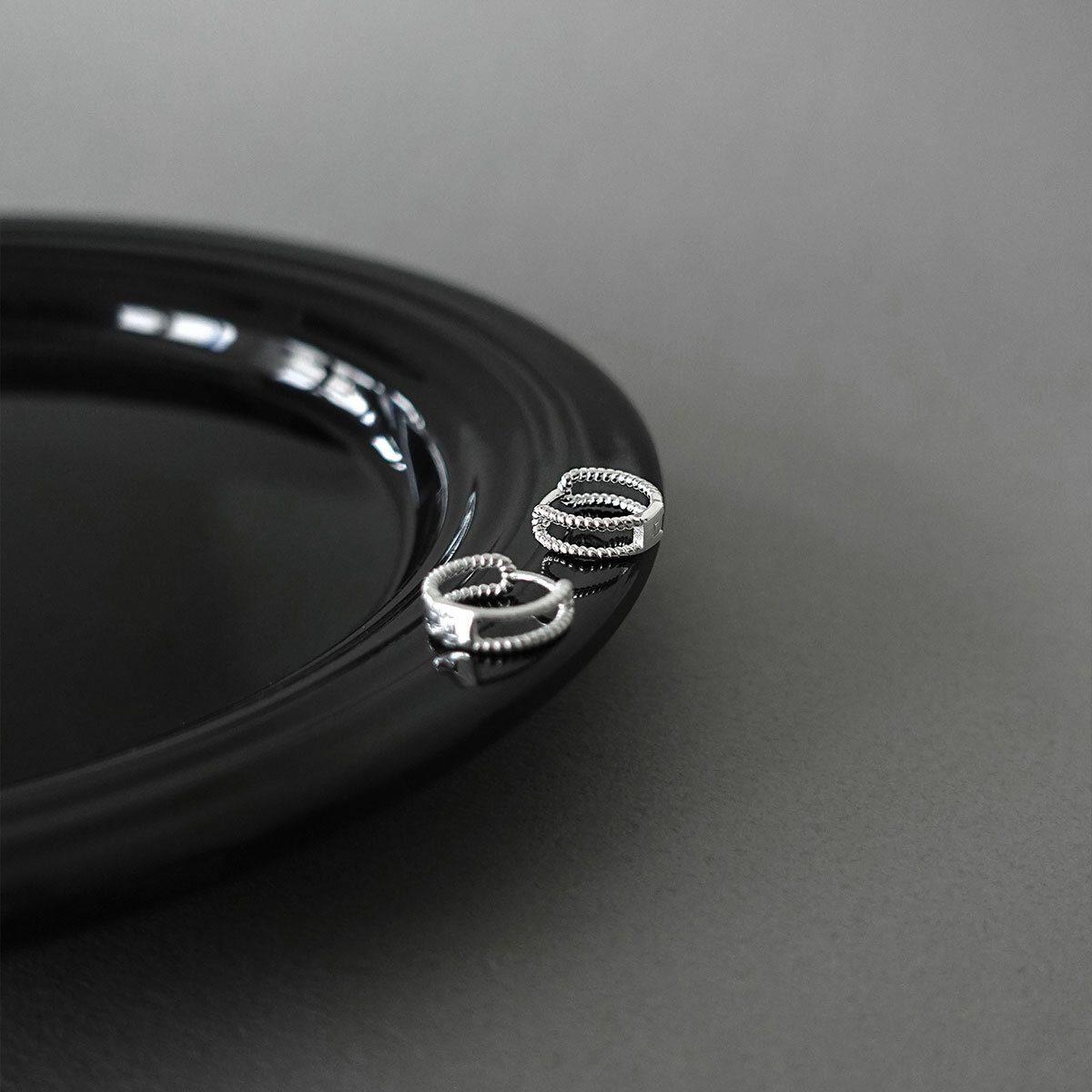 麻花小圈・純銀耳環 (EES10328)