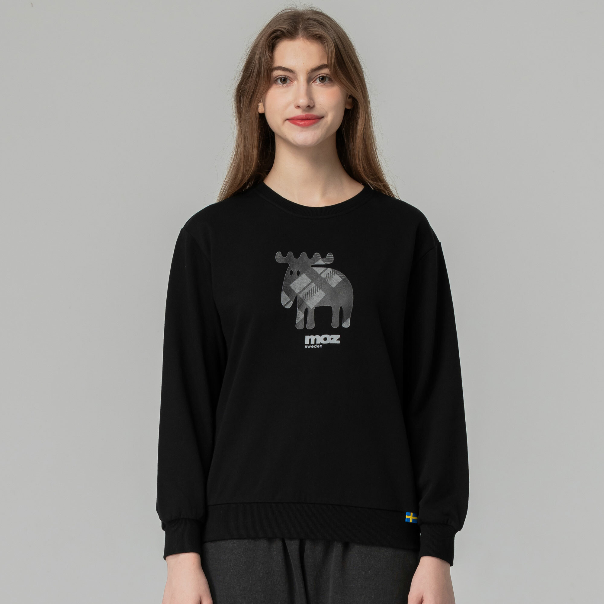 moz Sweden plaid moose 100% cotton university T