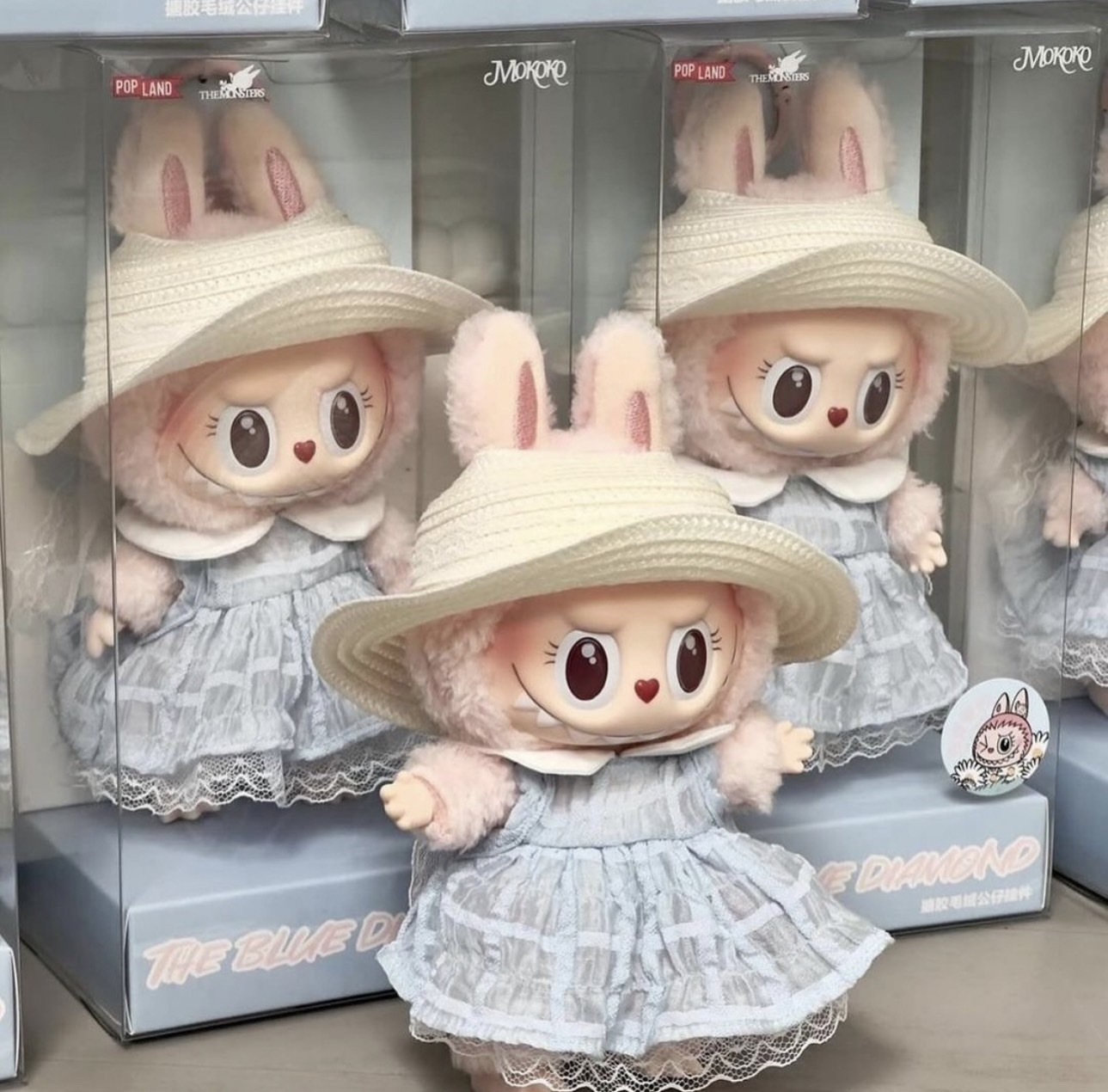 POP MART MOKOKO 泡泡瑪特 樂園 限定 搪膠 掛件 三代 粉色 藍色洋裝