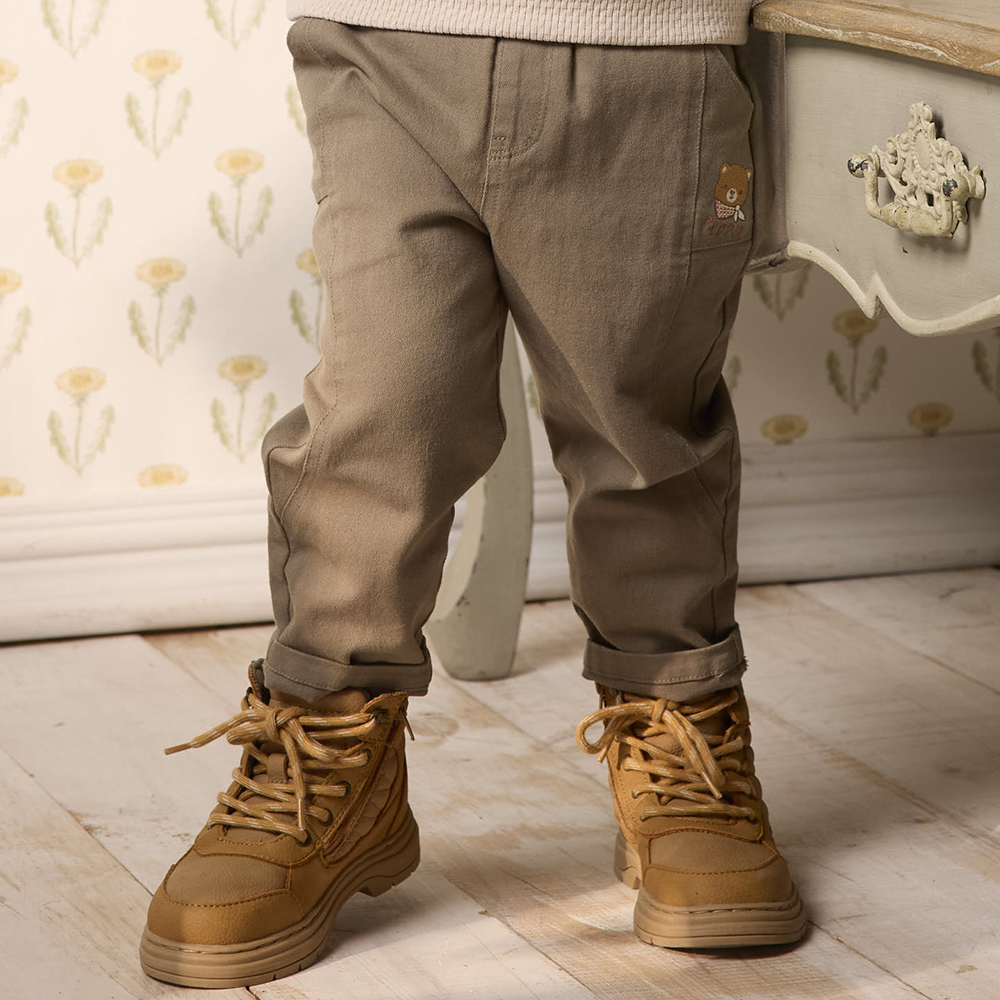 PIPPY 可愛小熊帥氣鬆緊腰圍長褲 綠