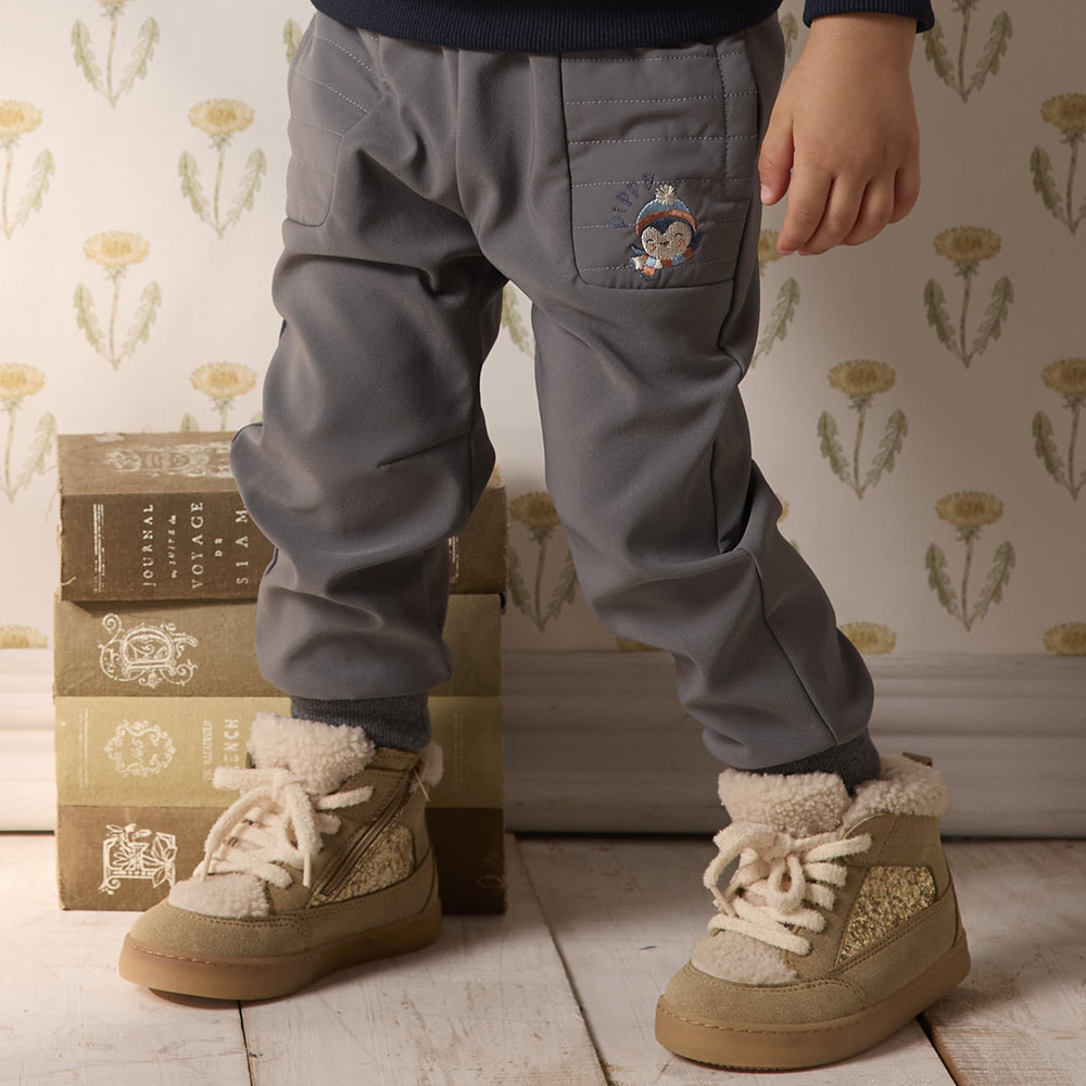 PIPPY 可愛小企鵝風衣縮口長褲 灰