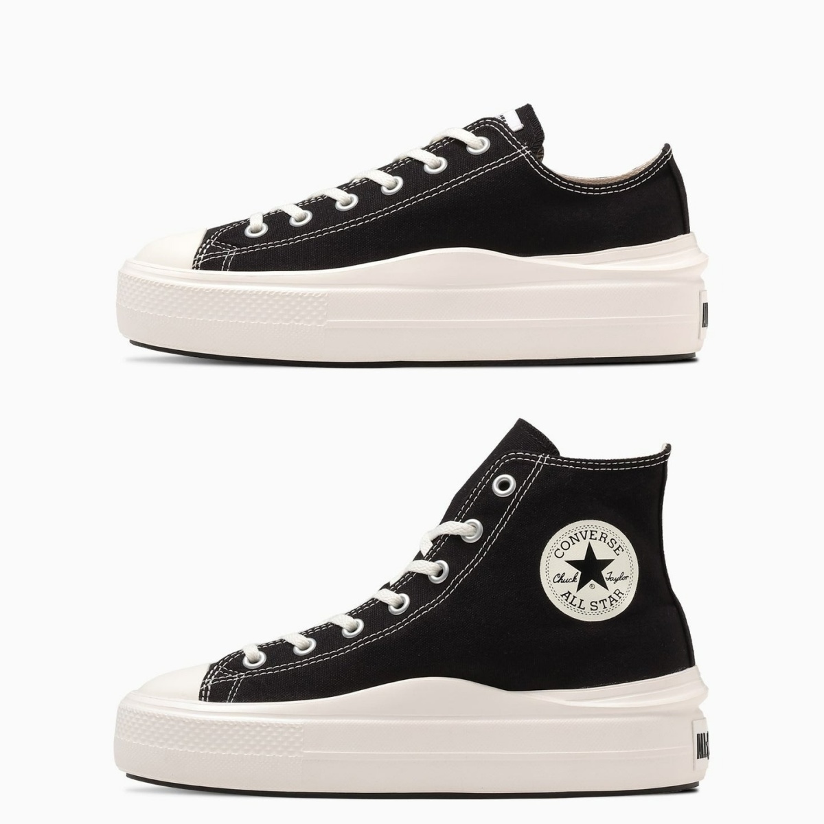 預購┃女鞋 日本限定 CONVERSE ALL STAR LIGHT PLTS 厚底 輕量 黑白 帆布鞋