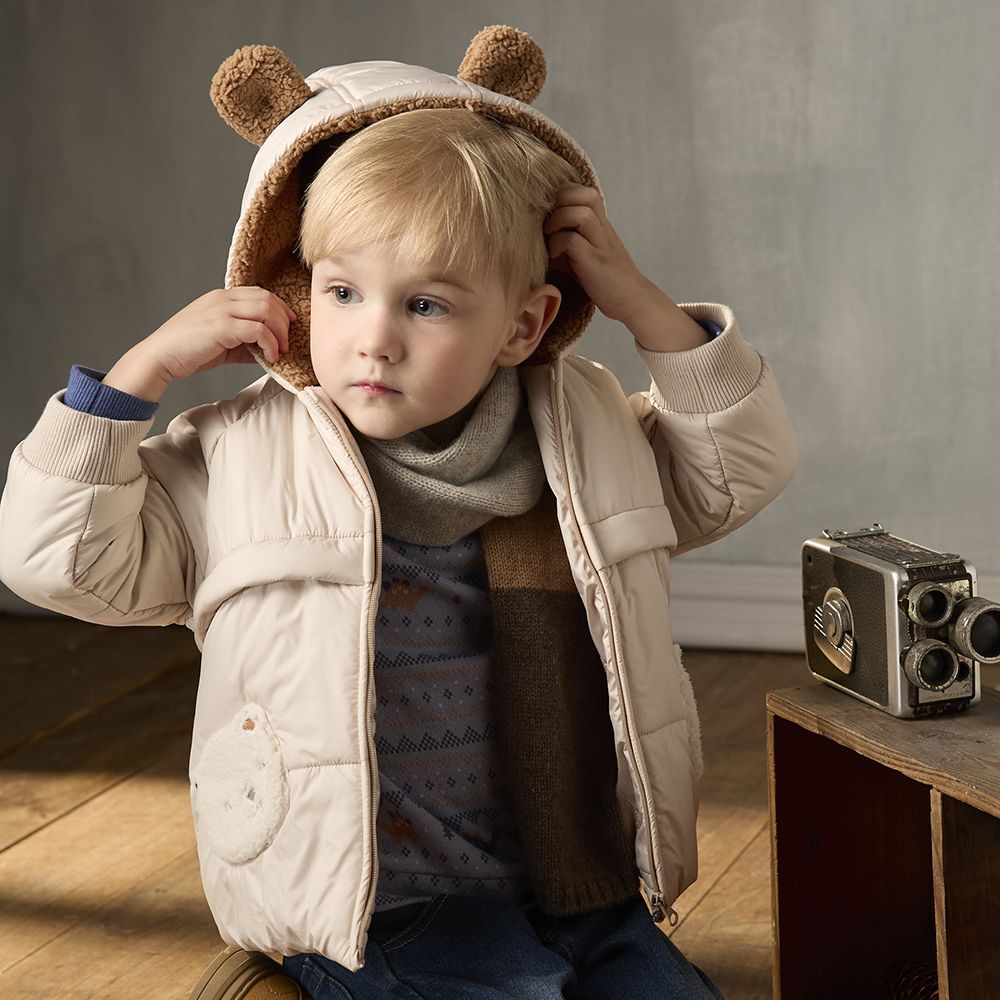 PIPPY 可愛小熊造型連帽鋪連外套 (中性款) 卡其