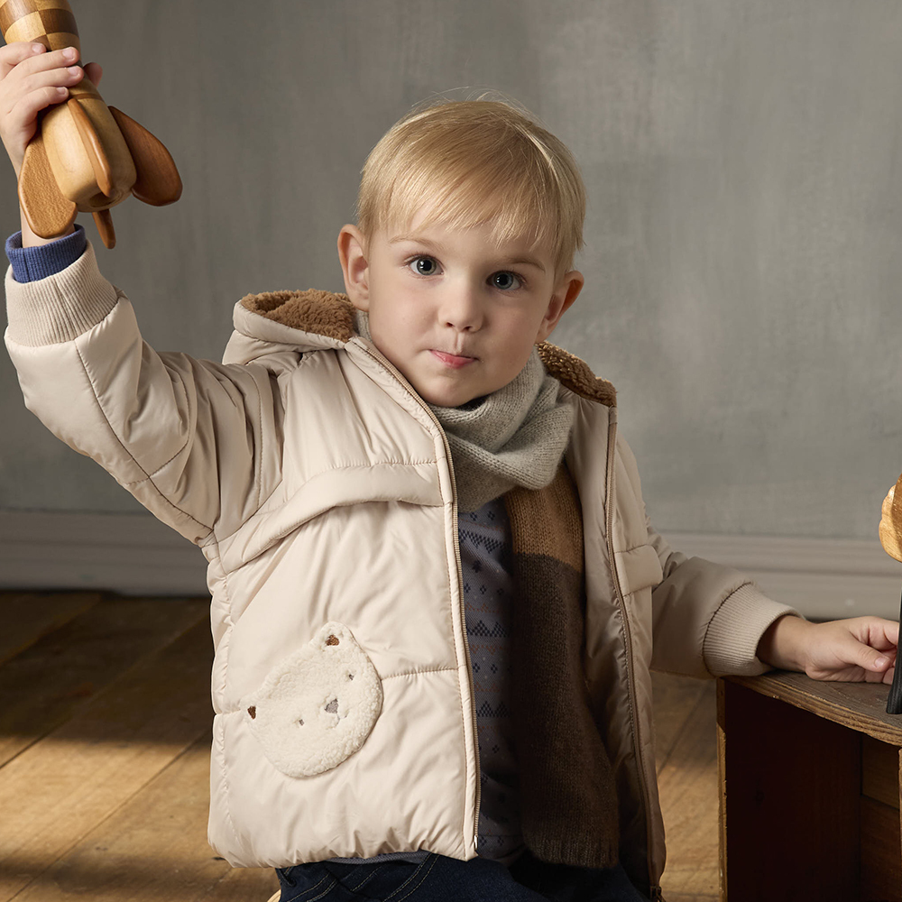PIPPY 可愛小熊造型連帽鋪連外套 (中性款) 卡其