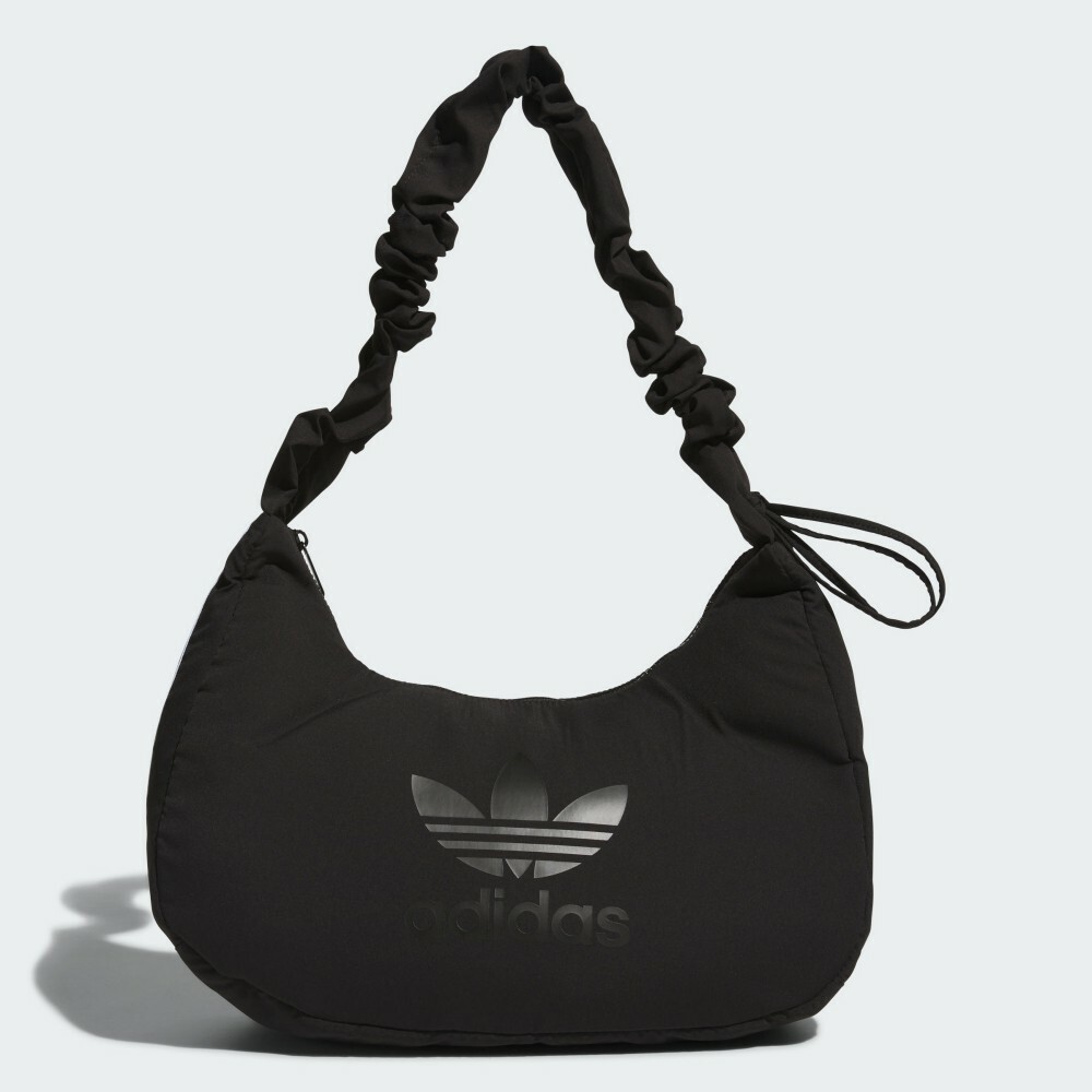 【ADIDAS SHLDR BAG L 三葉皺褶斜背包 - 黑 】