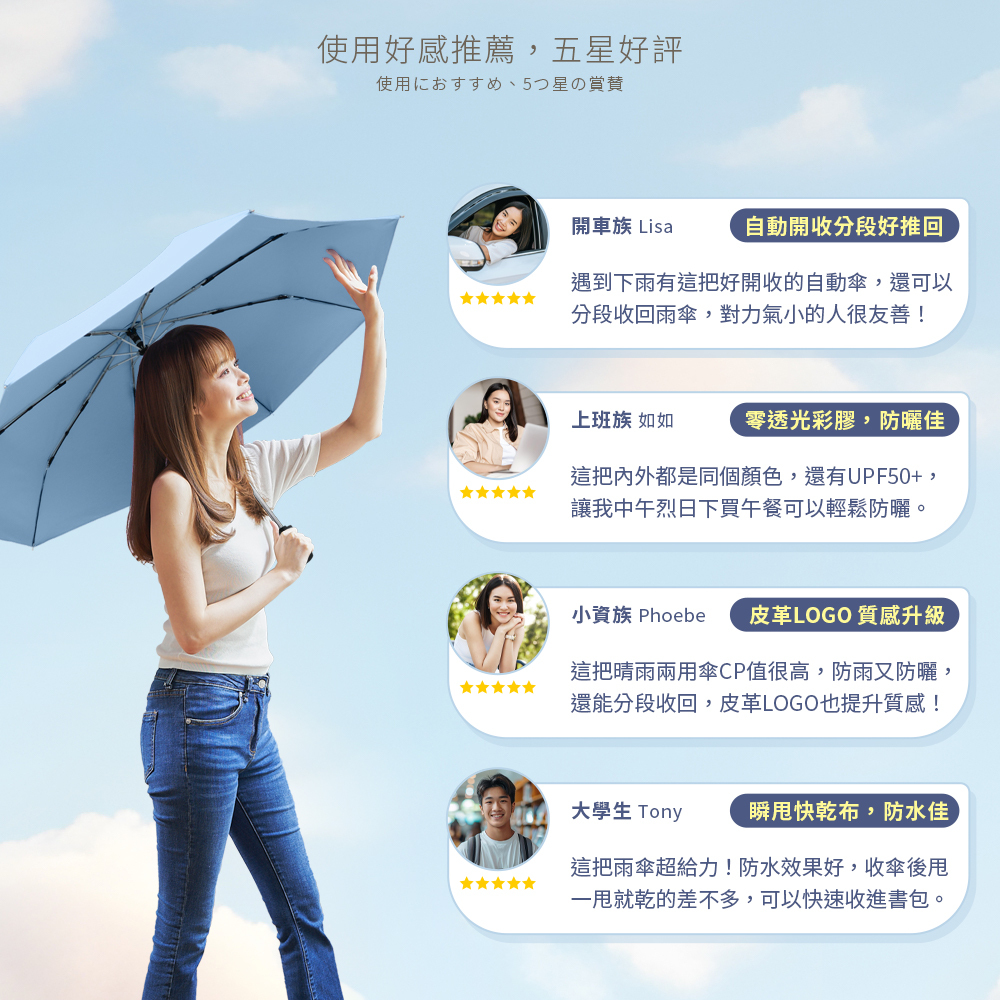 分節推推採膠自動傘,多位使用者好感推薦,五星好評,好用大推薦雨傘款式