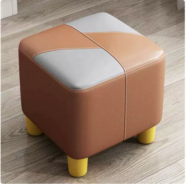 Household dwarf stool sofa foot pedal, foot to change the shoe stool to fight color stool bench [orange gray color-high 23cm] 1 piece