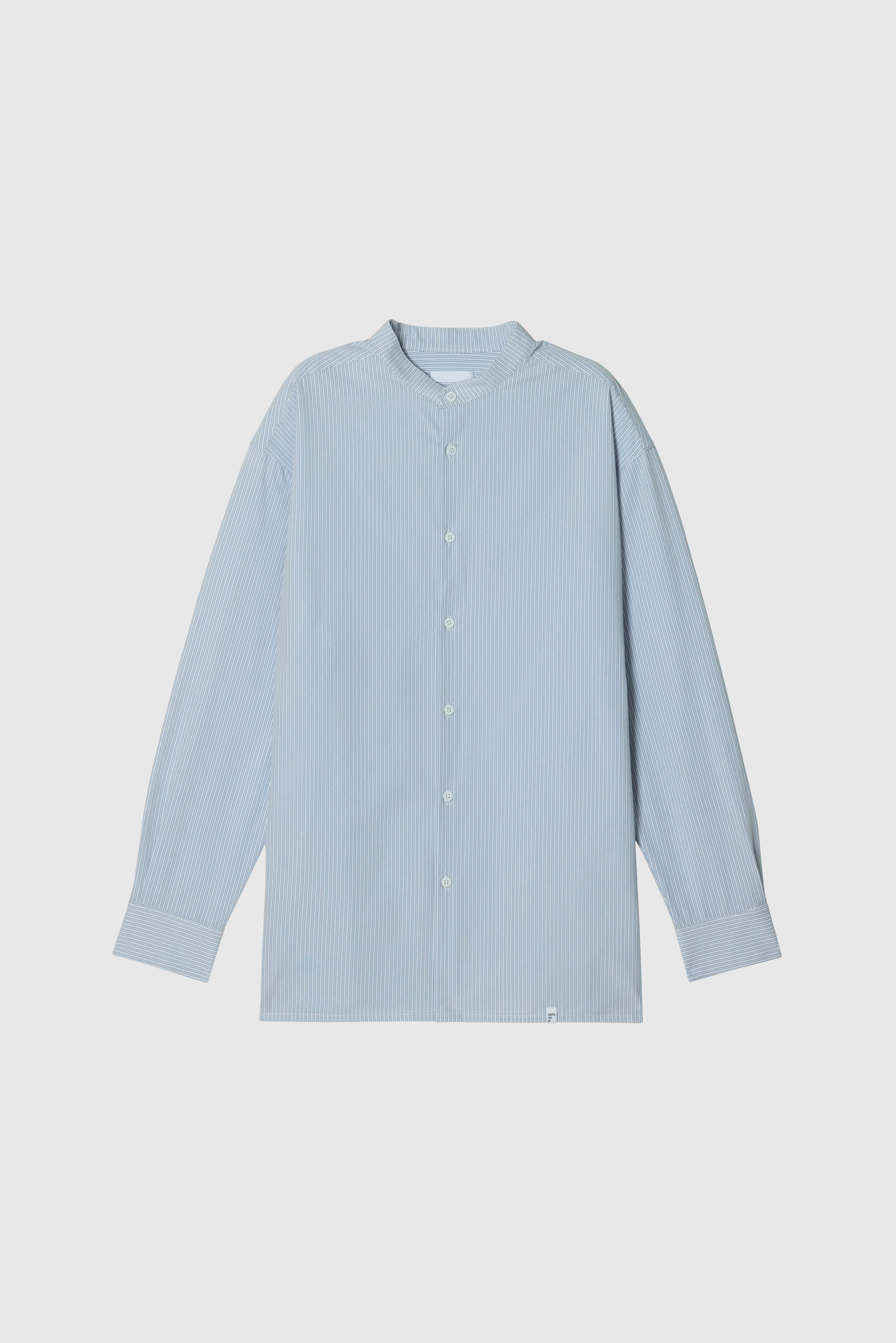 STRIPE 長袖立領襯衫 男（天藍）