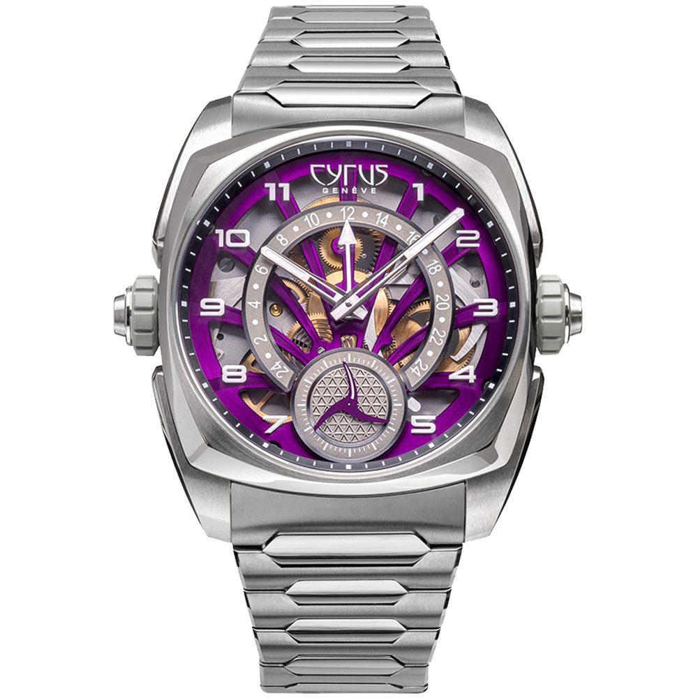 Klepcys GMT  | 皇家紫韻逆跳兩地時間腕錶-鈦金屬鏈帶款式