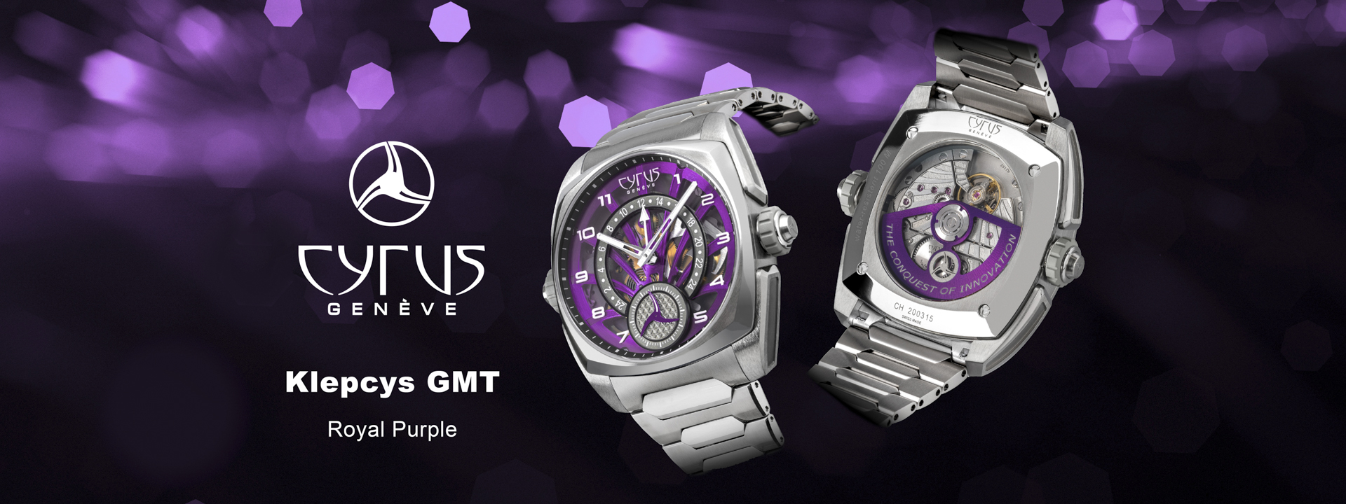 Klepcys GMT | 皇家紫韻逆跳兩地時間腕錶-鈦金屬鏈帶款式