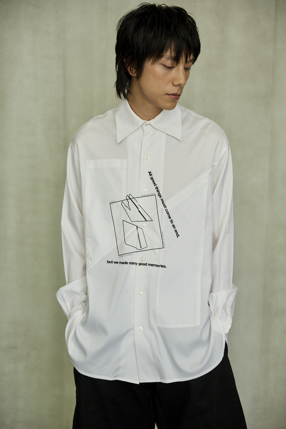 印花雙口袋設計襯衫