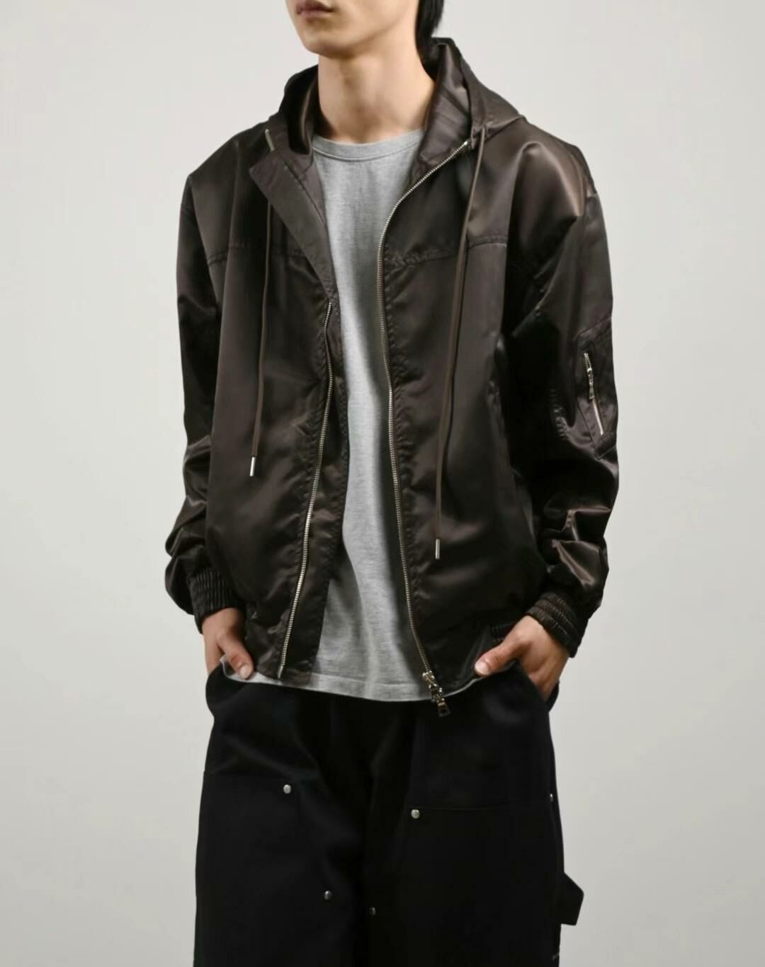 淨色連帽拉鍊外套 Vass-006JK