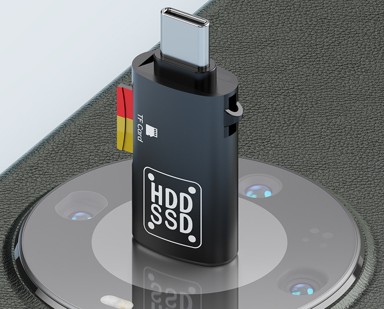 超強！多功能手機OTG讀卡機 一秒擴容 TYPE-C/lLightning可任選（黑色/銀色）