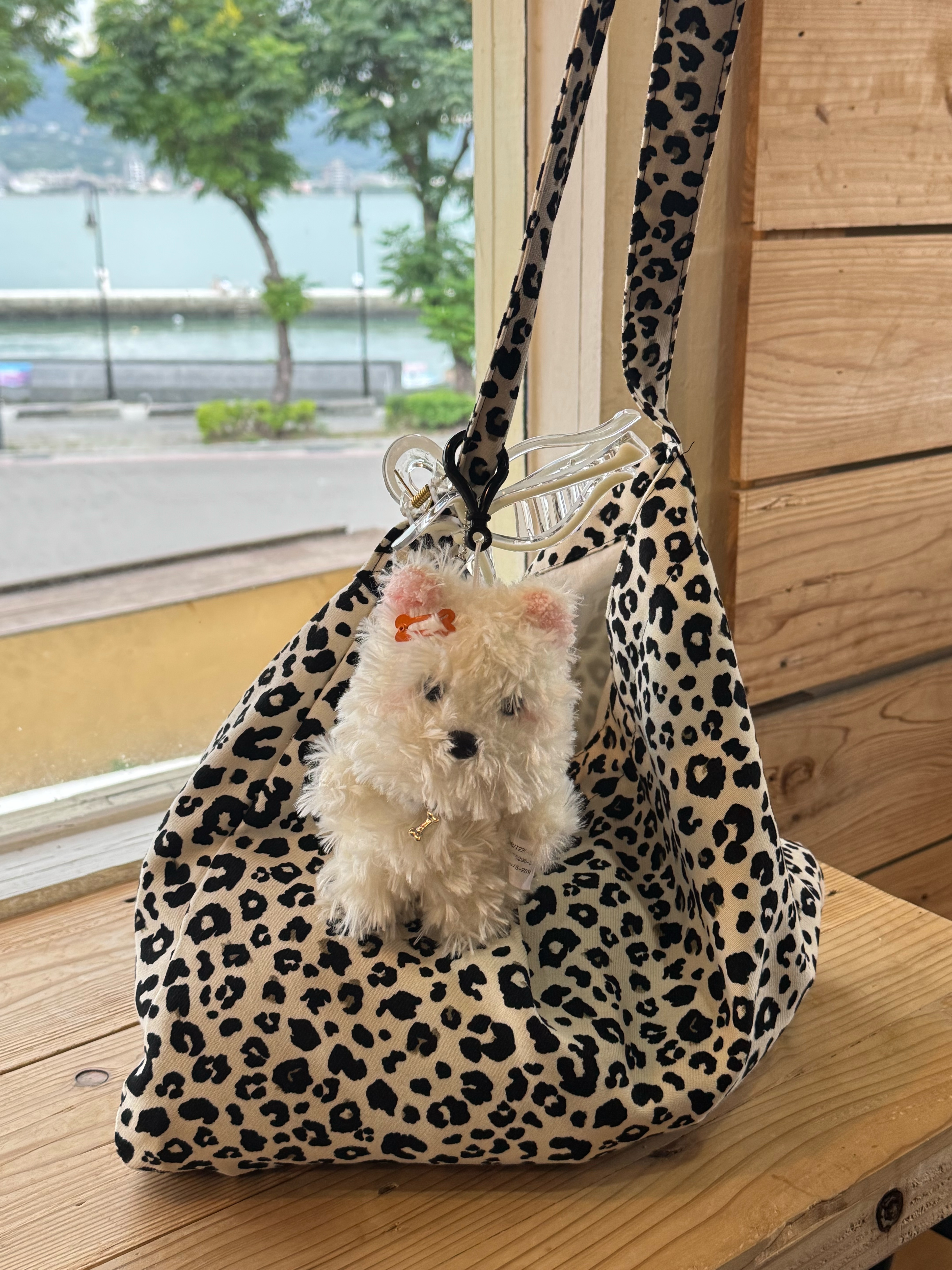 C2韓系豹紋肩背斜背兩用包（深色/米色）