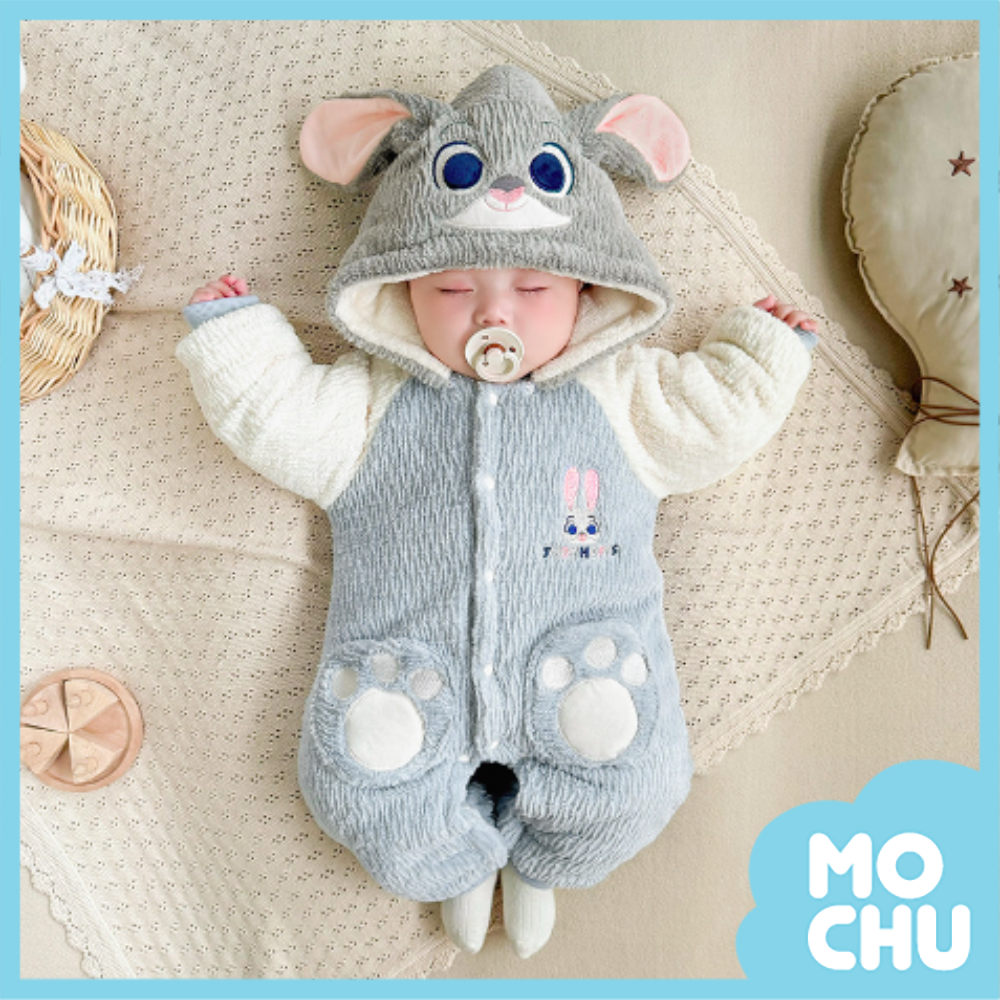 (90cm現貨)朱迪兔加絨保暖連身衣(帽可拆)