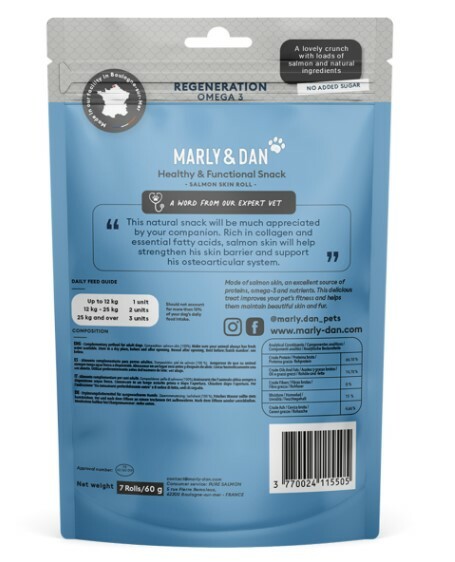 ($120/3件)法國Marly&Dan 犬用 低溫烘乾 Omega-3 三文魚皮卷 60g