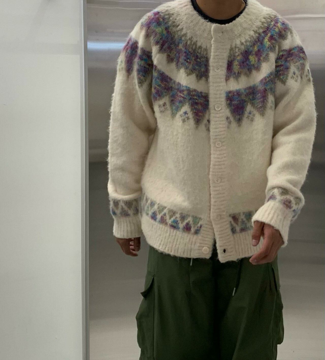 民族花圖案拉鍊針織外套 HAND-038JK