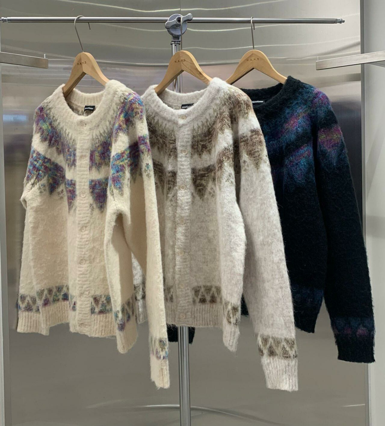 民族花圖案拉鍊針織外套 HAND-038JK