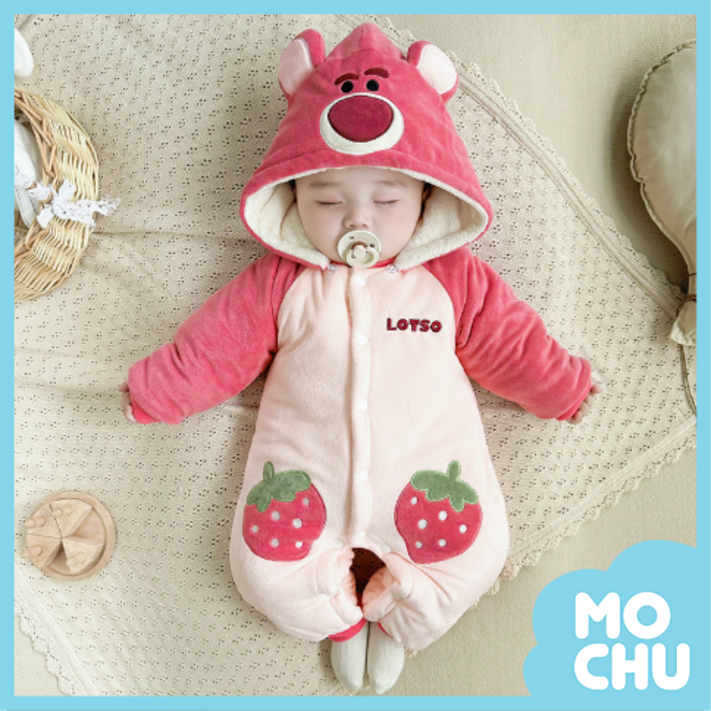 玩具熊加絨加厚連身衣(帽可拆)