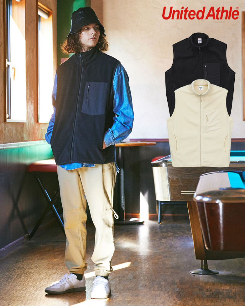 日本授權United Athle 超細搖粒絨全拉鍊背心