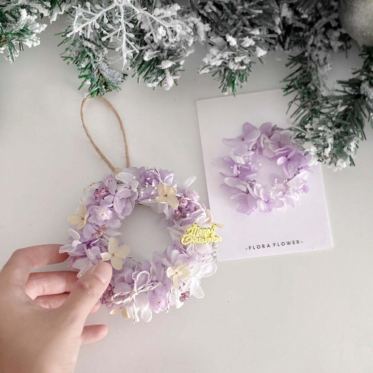 新品優惠!! 聖誕禮物 (壁掛裝飾 +卡片組合)紫粉色