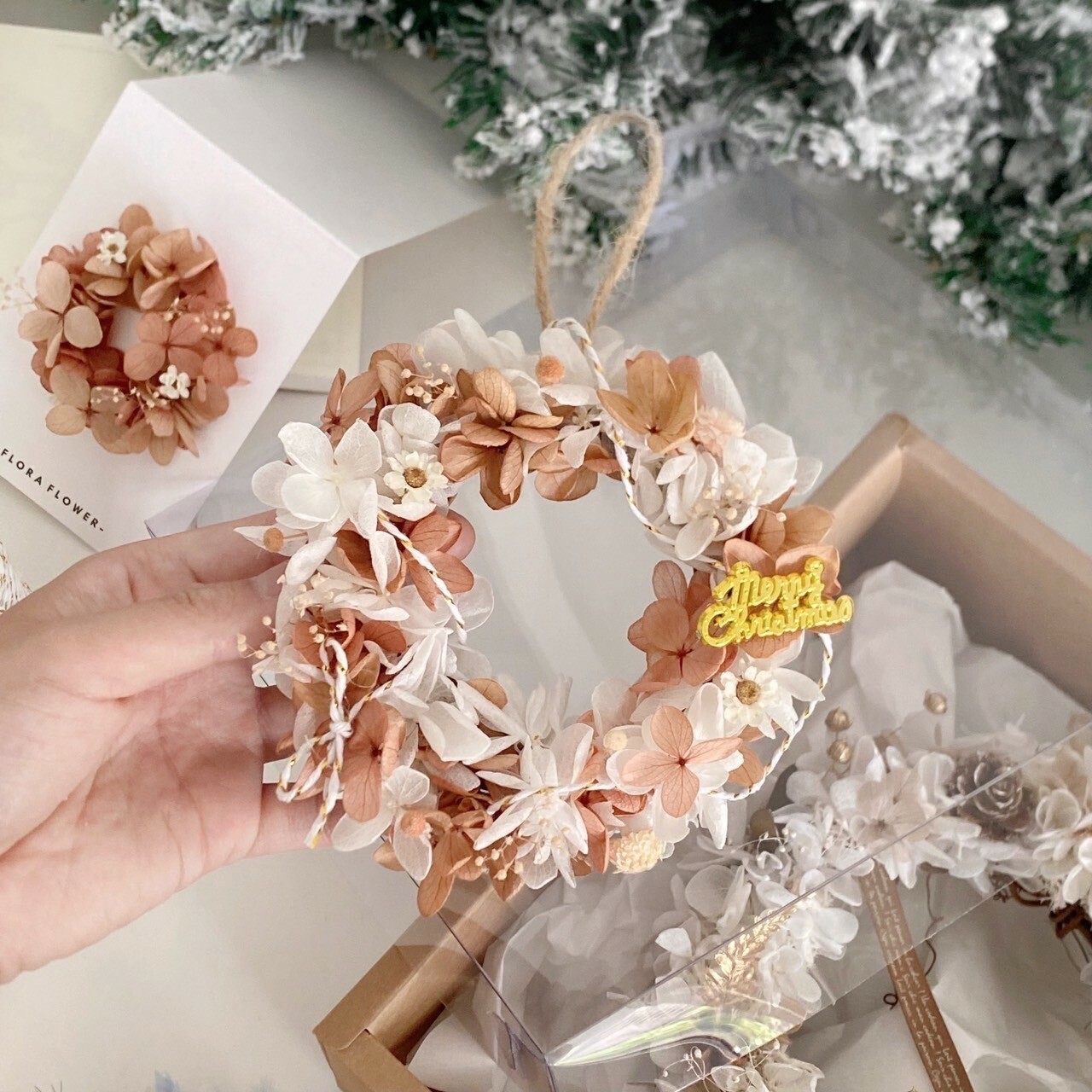 新品優惠!! 聖誕禮物 (壁掛裝飾 +卡片組合)暖橘色