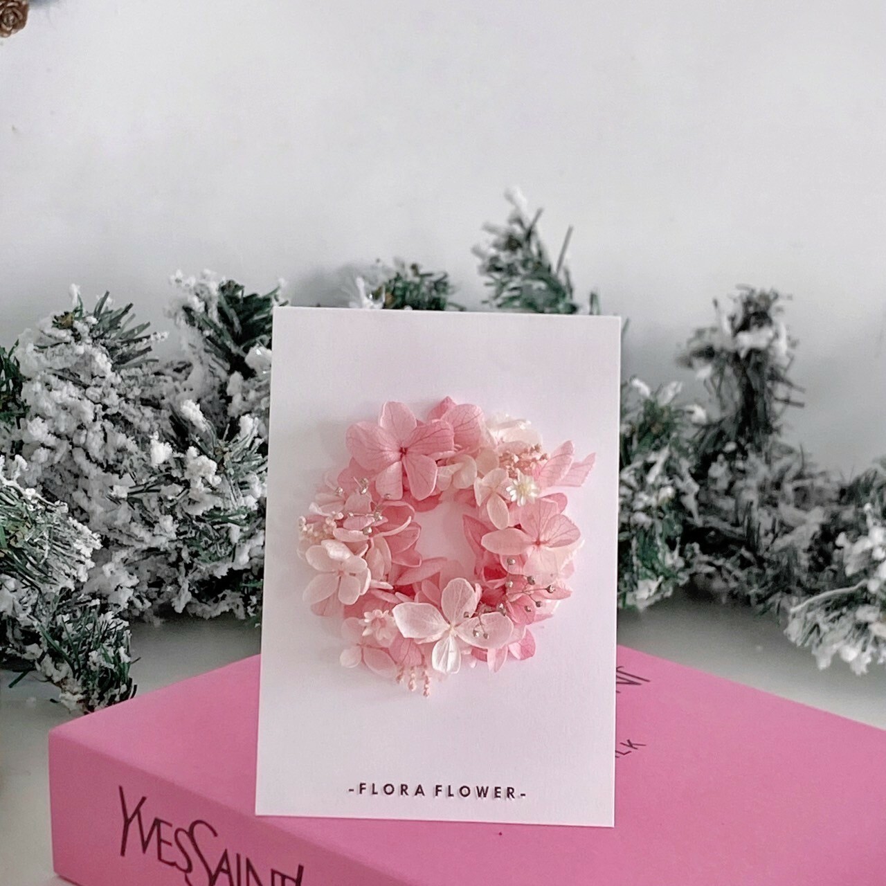 繡球花圈卡片-粉色