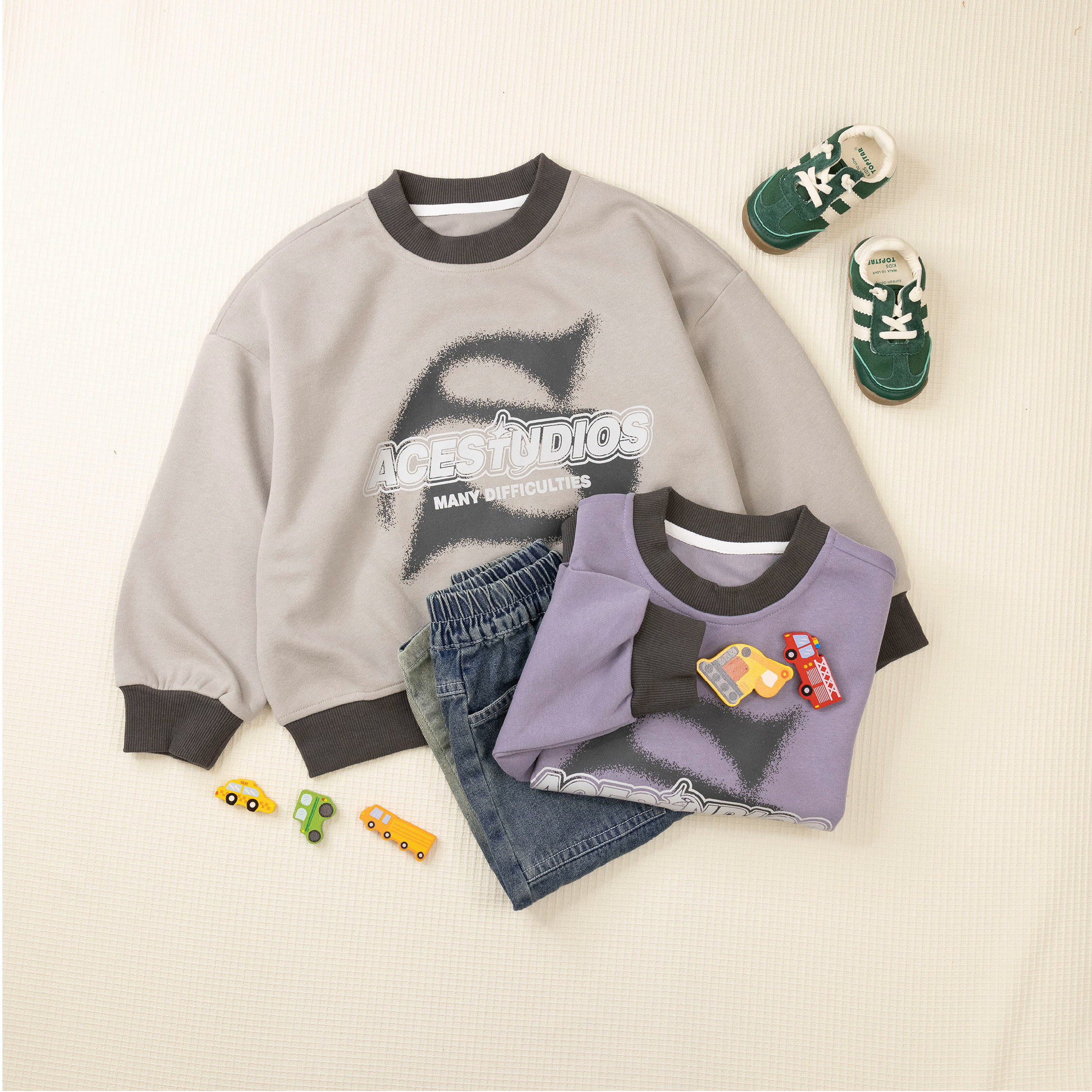 【H45041】質感噴墨潮流英字圓領上衣